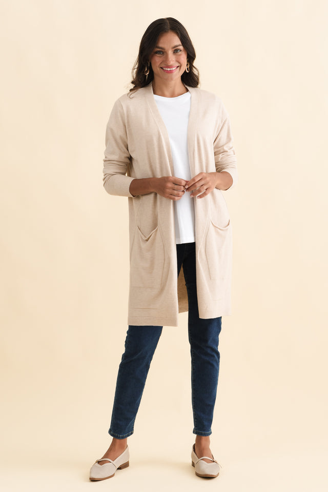 Mary Natural Pocket Cardigan,Brunette model,alt text|model:Brontie image 3