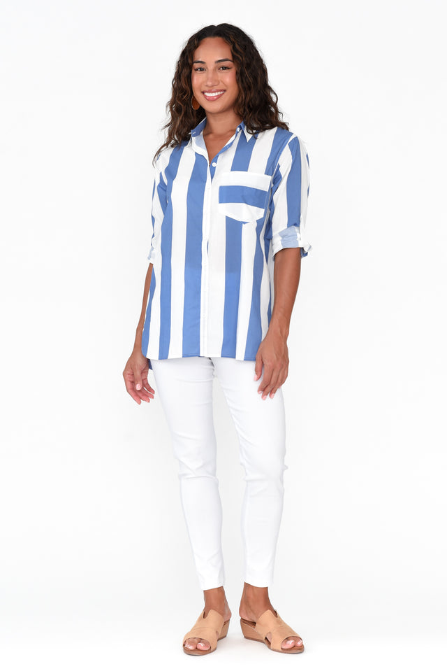 Maryann Blue Stripe Cotton Shirt