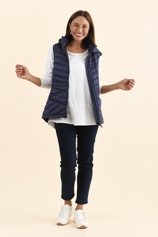 Maryclaire Navy Down Puffer Vest,Brunette model,alt text|model:Cara image 9