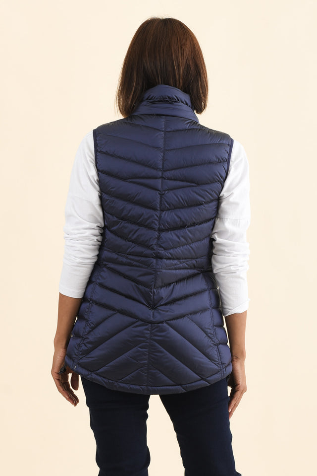Maryclaire Navy Down Puffer Vest,Brunette model,alt text|model:Cara image 7