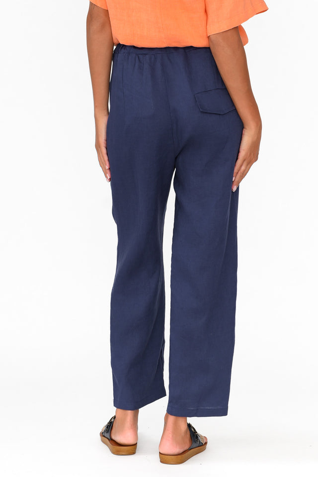 Marylou Navy Linen Pocket Pants