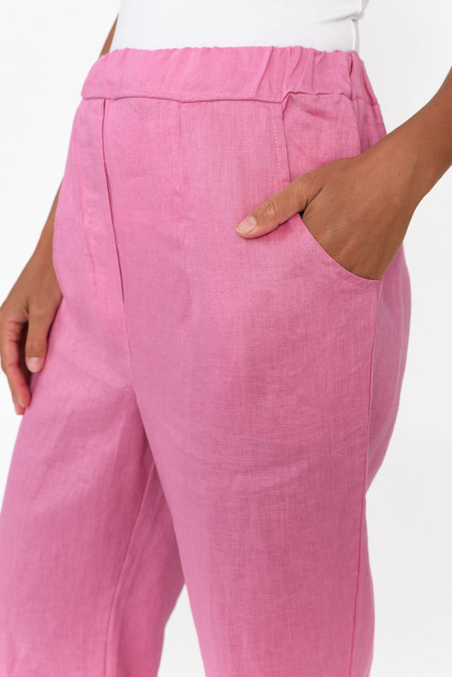 Marylou Pink Linen Pocket Pants