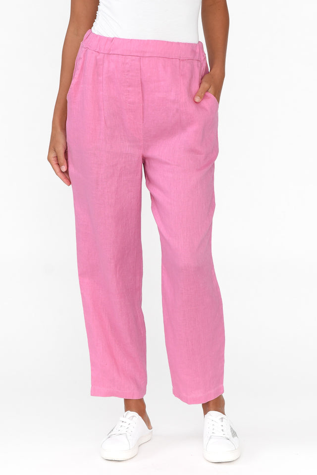 Marylou Pink Linen Pocket Pants