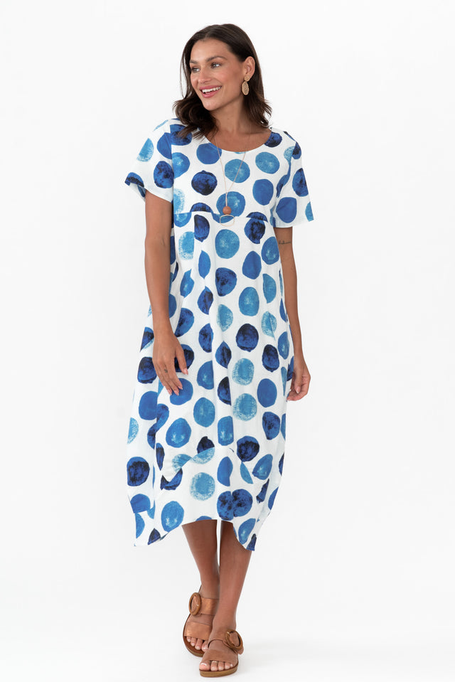 Mattie Blue Spot Linen Dress image 6