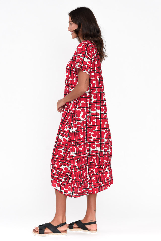 Mattie Red Retro Linen Dress