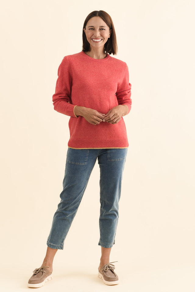Maura Berry Contrast Trim Wool Jumper,Brunette model,alt text|model:Cara image 7