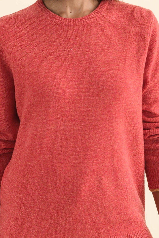 Maura Berry Contrast Trim Wool Jumper,Brunette model,alt text|model:Cara image 6