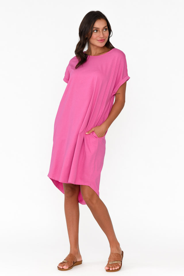 Maxine Hot Pink Cotton T-Shirt Dress image 7