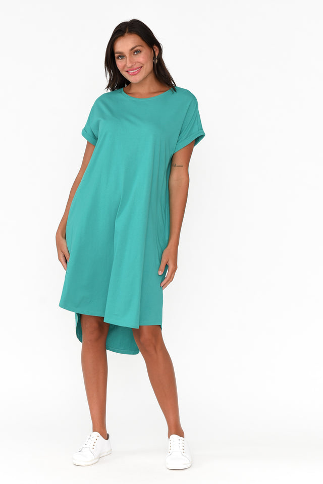 Maxine Jade Green Cotton T-Shirt Dress image 3