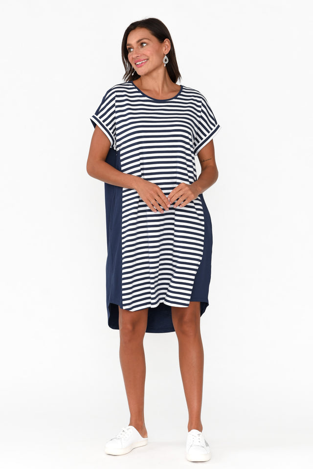 Maxine Navy Stripe Cotton T-Shirt Dress thumbnail 7