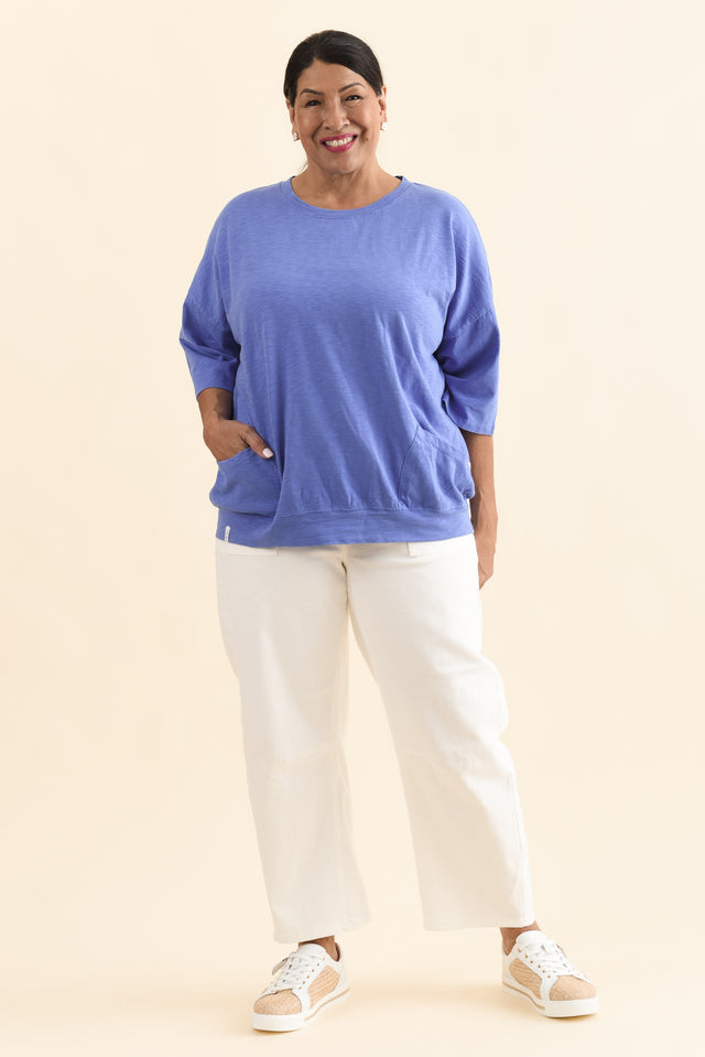 Mazie Blue Cotton Sweat,Full Body,Brunette model,alt text|model:Pilita image 6