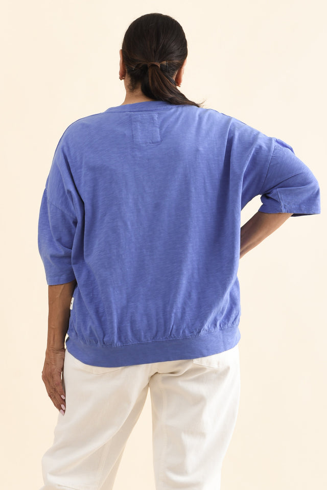 Mazie Blue Cotton Sweat,Back,Brunette model,alt text|model:Pilita image 4
