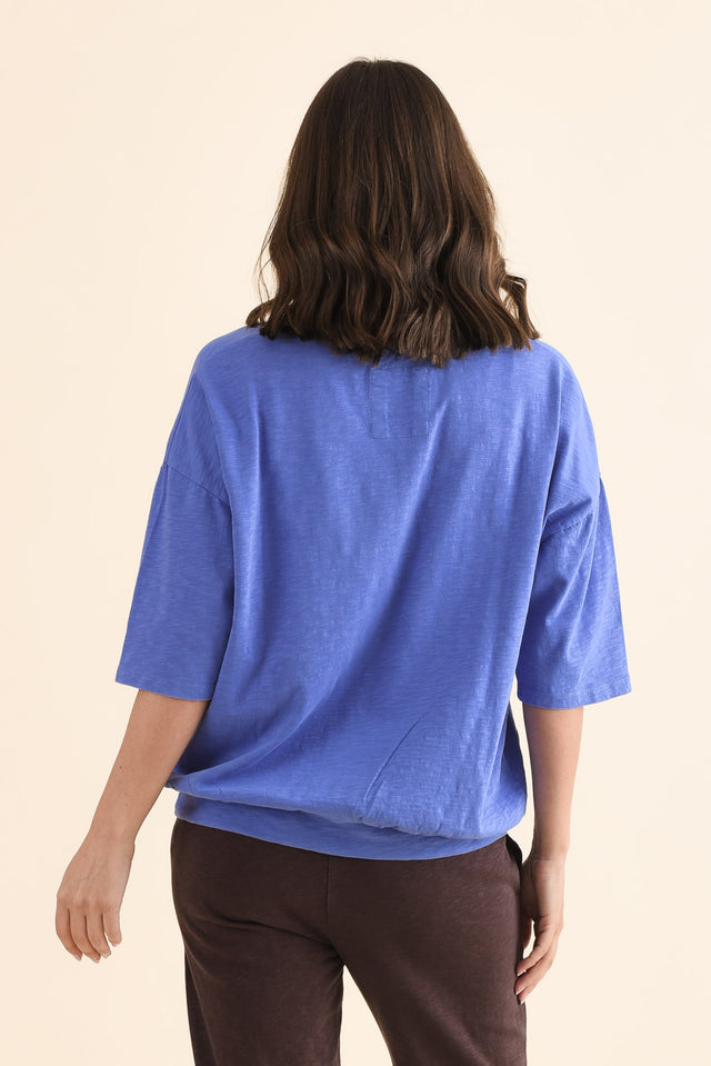 Mazie Blue Cotton Sweat,Back,Brunette model,alt text|model:MJ image 4