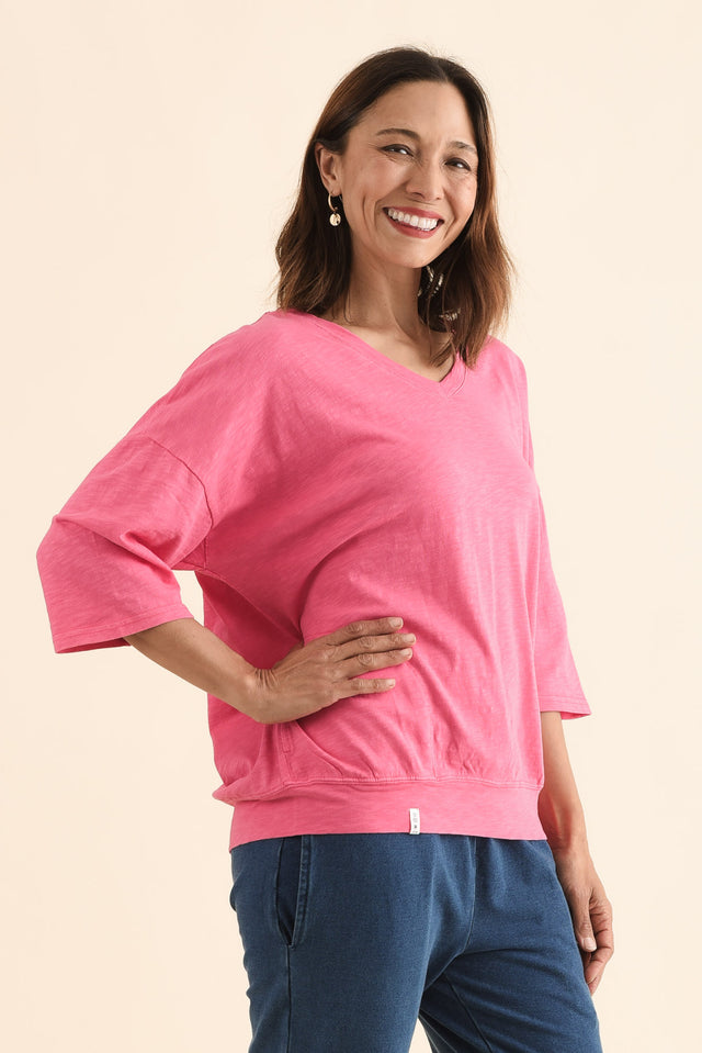 Mazie Melon Cotton V Neck Sweat image 3