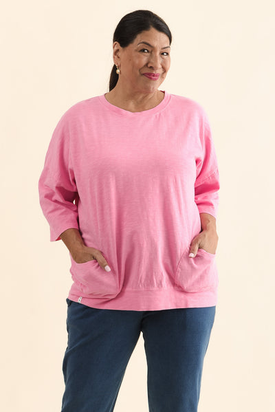 Mazie Pink Cotton Sweat,Front,Brunette model,alt text|model:Pilita