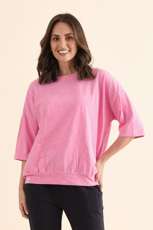 Mazie Pink Cotton Sweat,Front,Brunette model,alt text|model:MJ