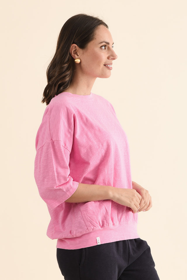 Mazie Pink Cotton Sweat,Side,Brunette model,alt text|model:MJ image 3