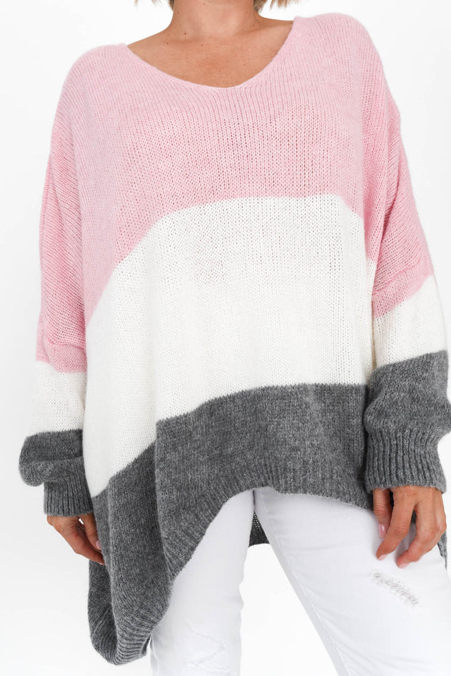 Meli Pink Contrast Knit Top