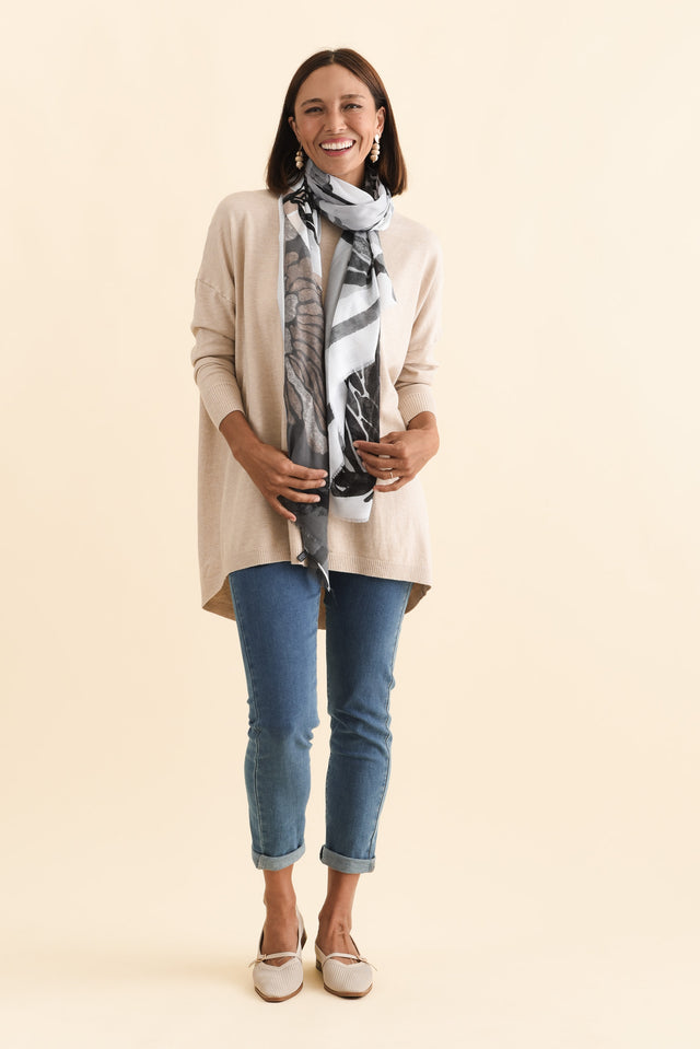 Meryl Beige Wool Blend Drape Jumper,Brunette model,alt text|model:Cara image 3