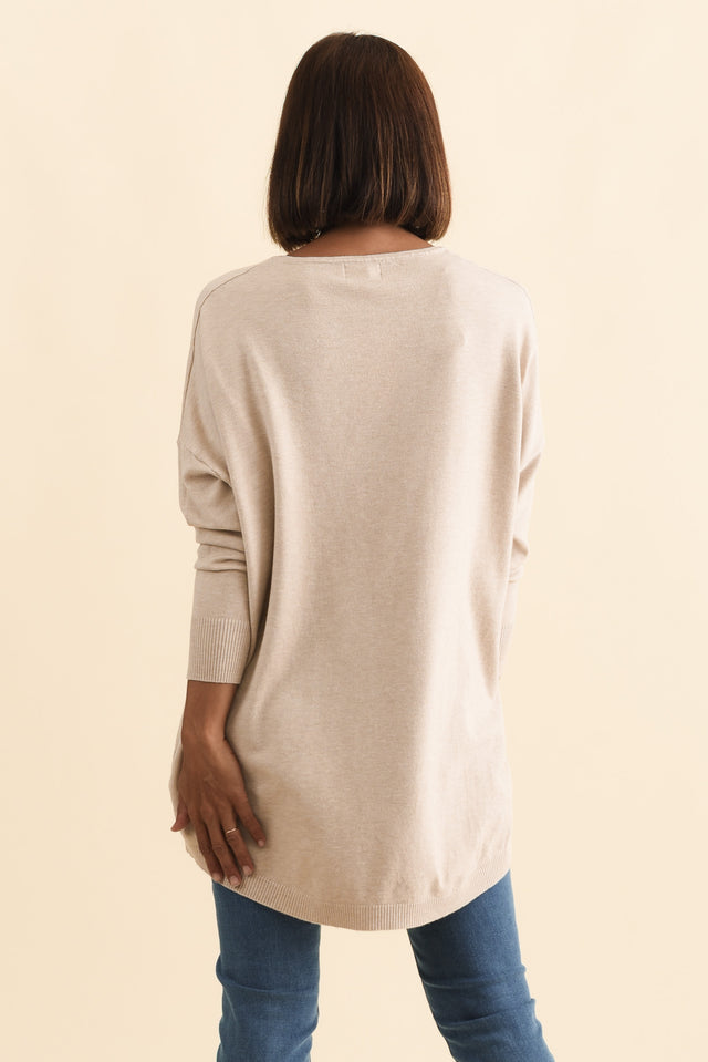 Meryl Beige Wool Blend Drape Jumper,Brunette model,alt text|model:Cara image 5