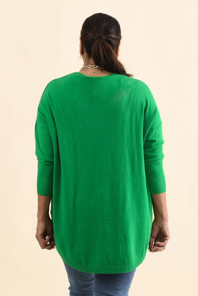 Meryl Forest Green Wool Blend Drape Jumper,Brunette model,alt text|model:Pilita image 12