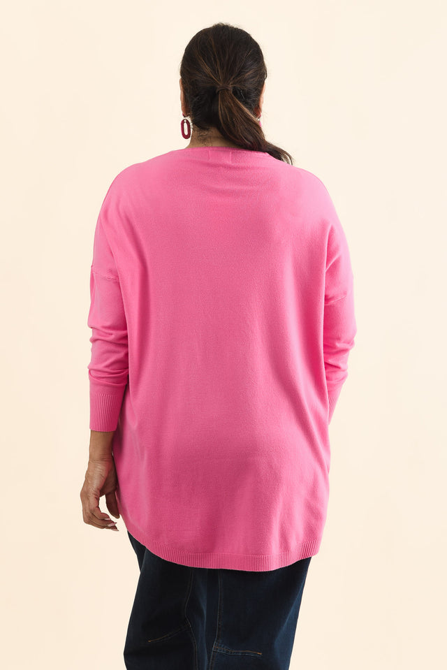 Meryl Hot Pink Wool Blend Drape Jumper,Brunette model,alt text|model:Pilita image 12