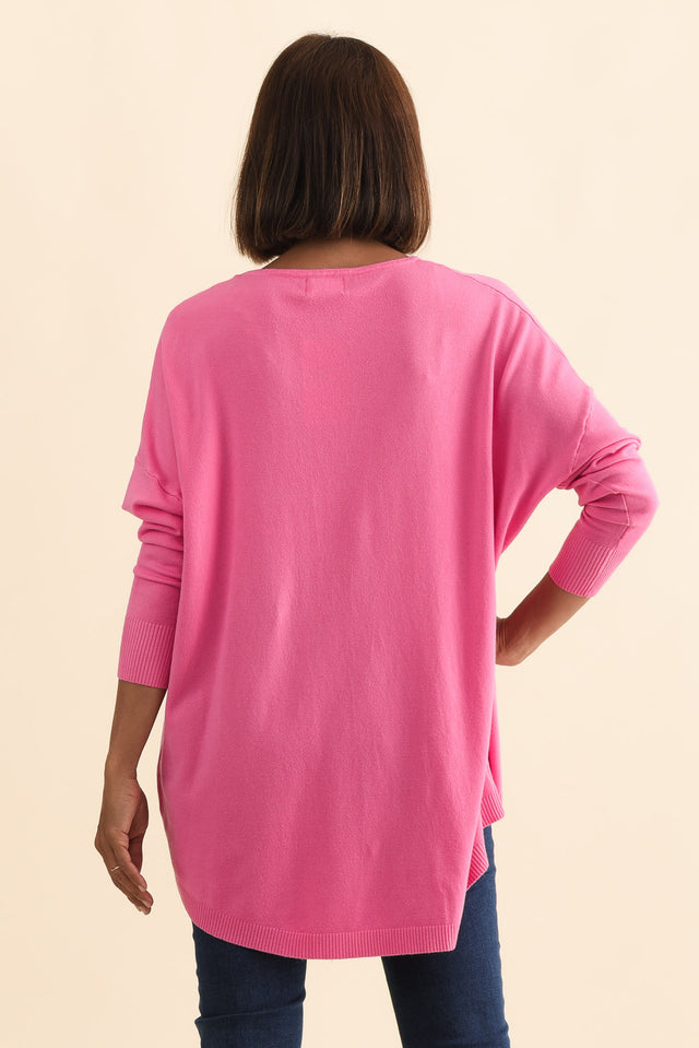 Meryl Hot Pink Wool Blend Drape Jumper,Brunette model,alt text|model:Cara image 6