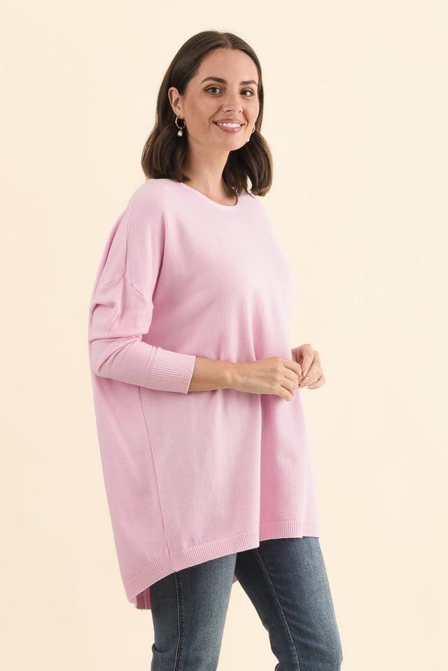Meryl Pink Wool Blend Drape Jumper,Brunette model,alt text|model:MJ image 4