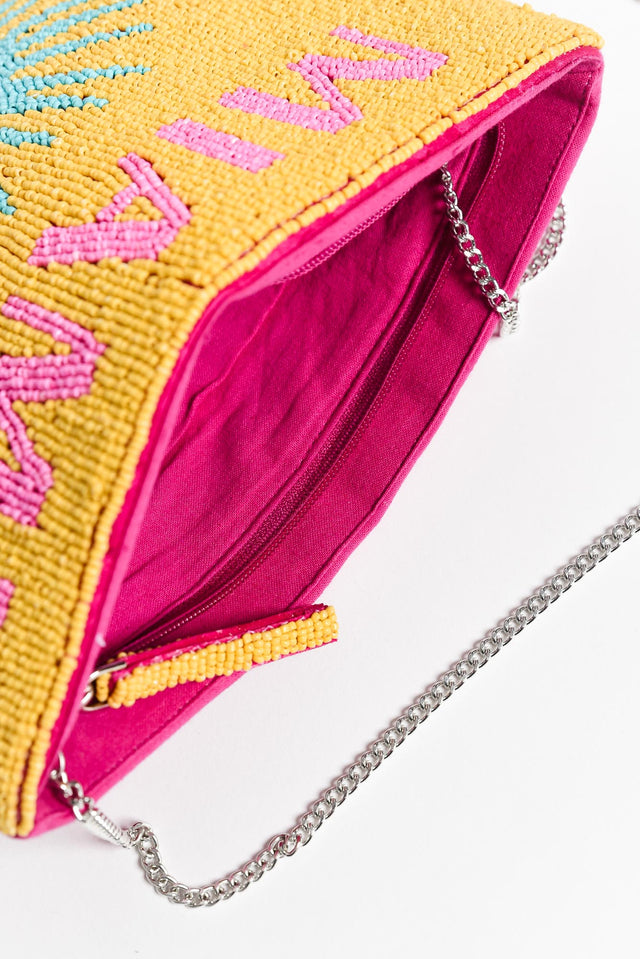 Miami Yellow Beaded Clutch