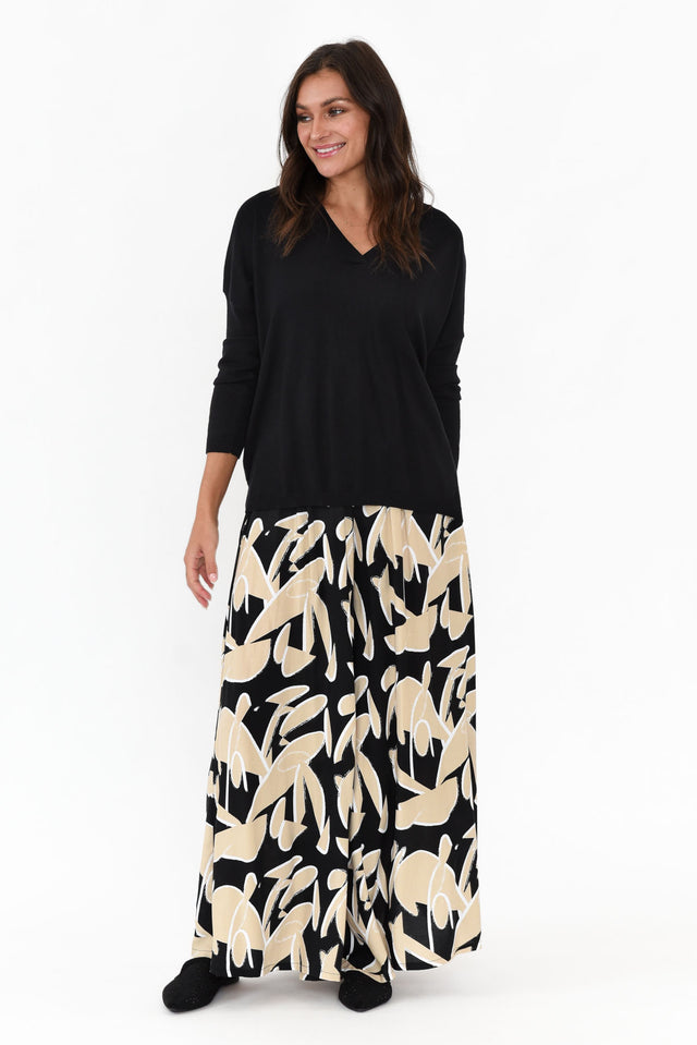 Cotswold Black Abstract Wide Leg Pants image 7