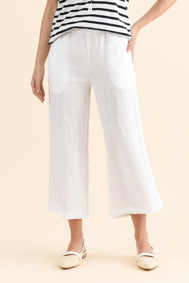 Mika White Linen Pocket Pants image 1