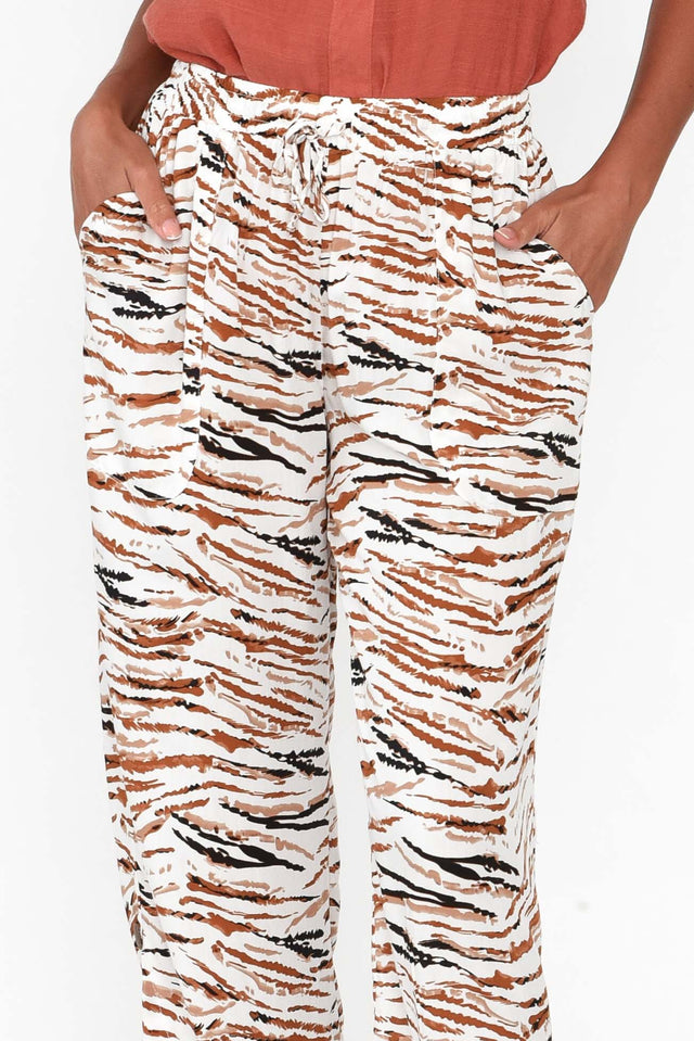 Mila Brown Abstract Tie Pants image 5