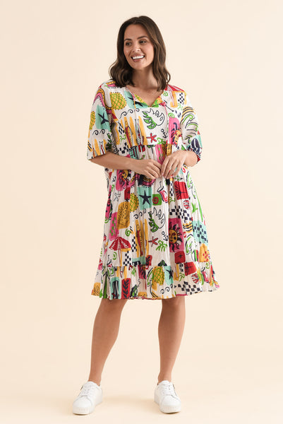 Mila White Seaside Crinkle Cotton Dress