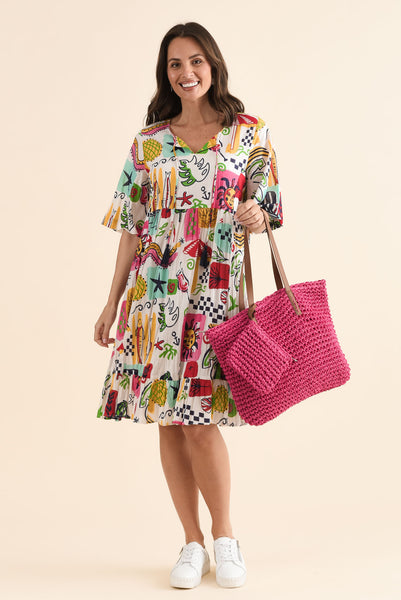 Mila White Seaside Crinkle Cotton Dress
