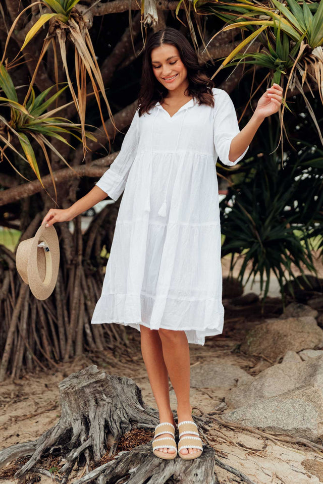 Milana White Crinkle Cotton Dress image 1