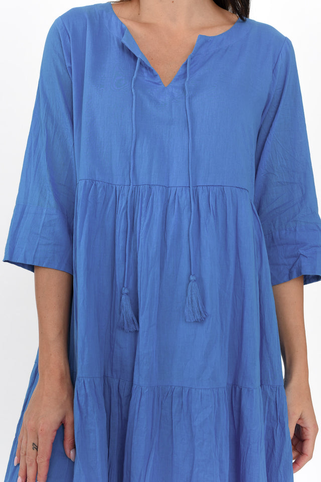Milana Azure Blue Crinkle Cotton Dress image 7