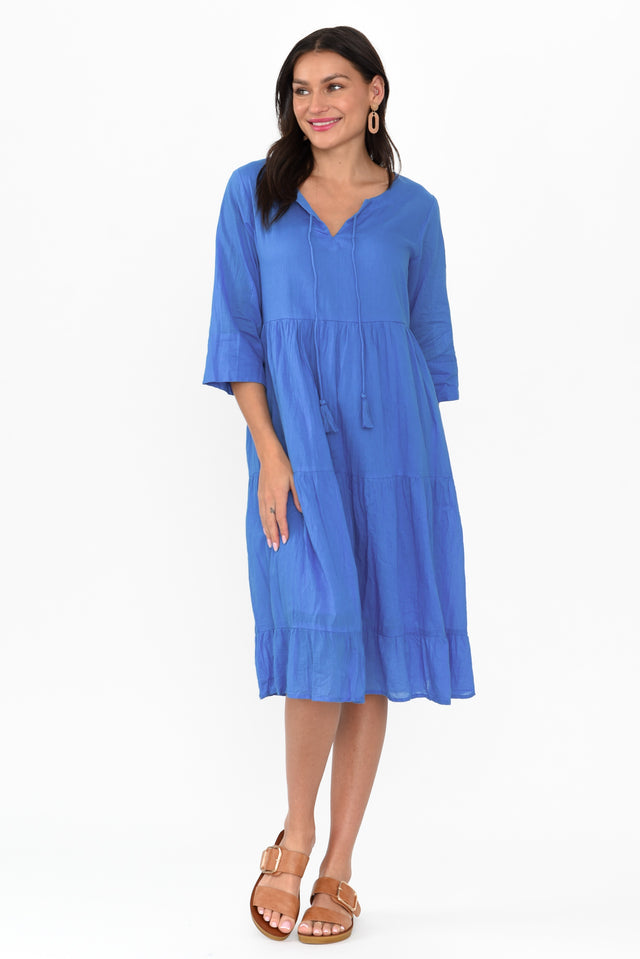 Milana Azure Blue Crinkle Cotton Dress image 8