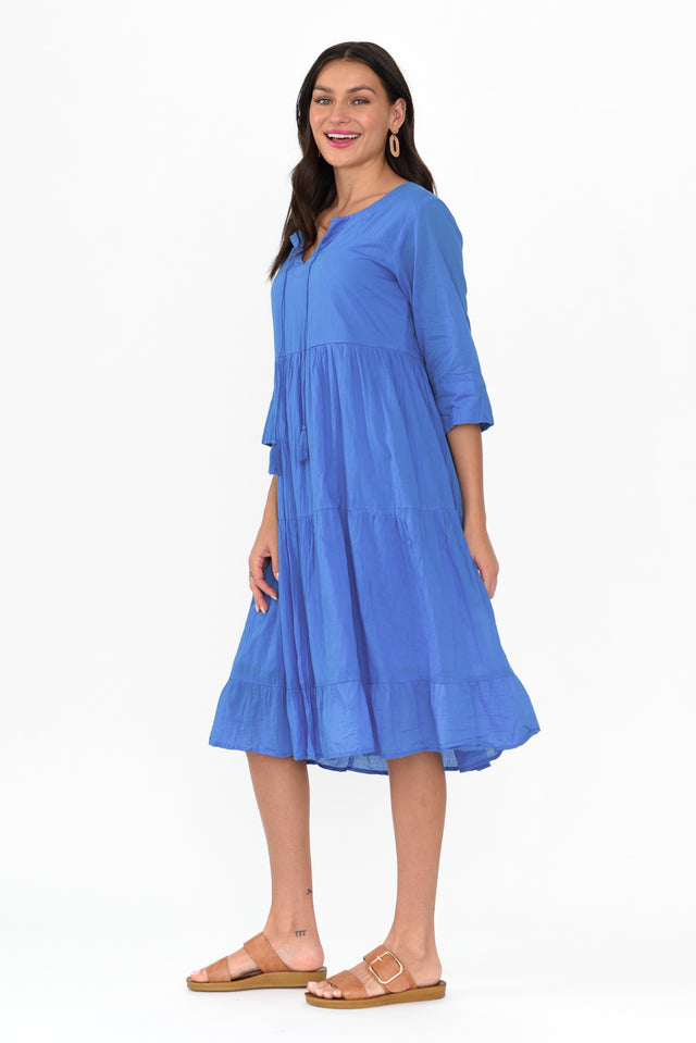 Milana Azure Blue Crinkle Cotton Dress image 5