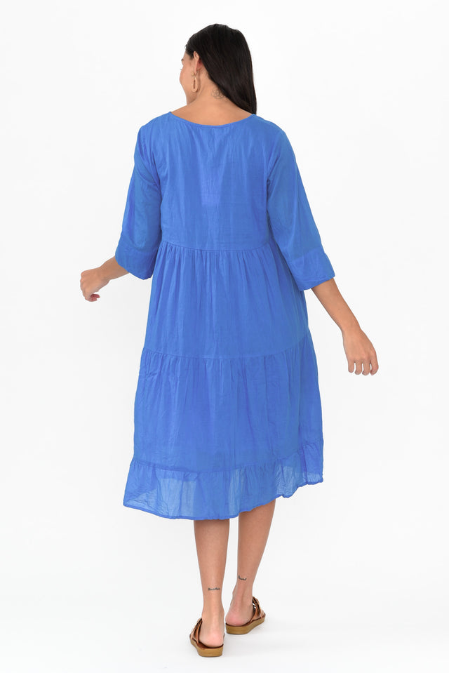Milana Azure Blue Crinkle Cotton Dress image 6