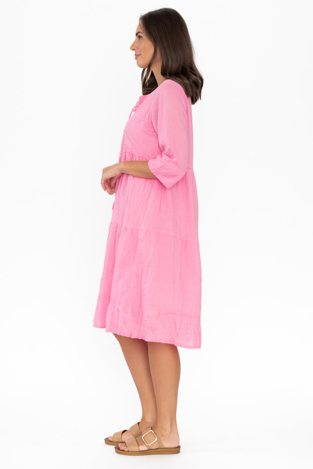 Milana Bright Pink Crinkle Cotton Dress image 6