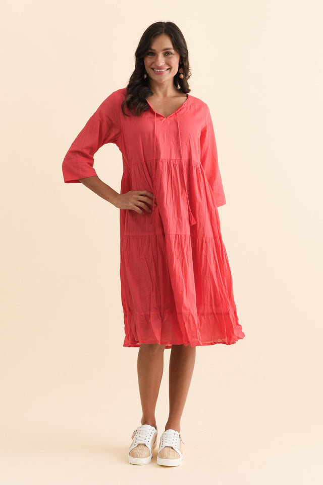 Milana Cherry Crinkle Cotton Dress,Brunette model,alt text|model:Brontie image 5