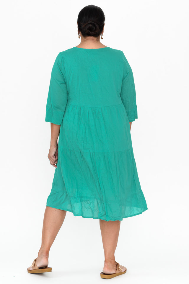 Milana Emerald Crinkle Cotton Dress image 12