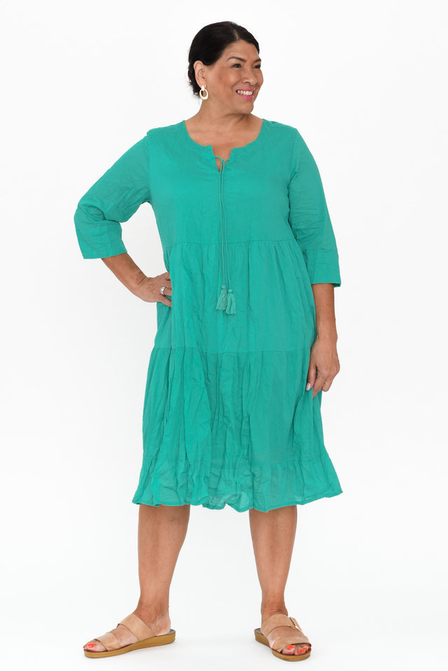 Milana Emerald Crinkle Cotton Dress image 13