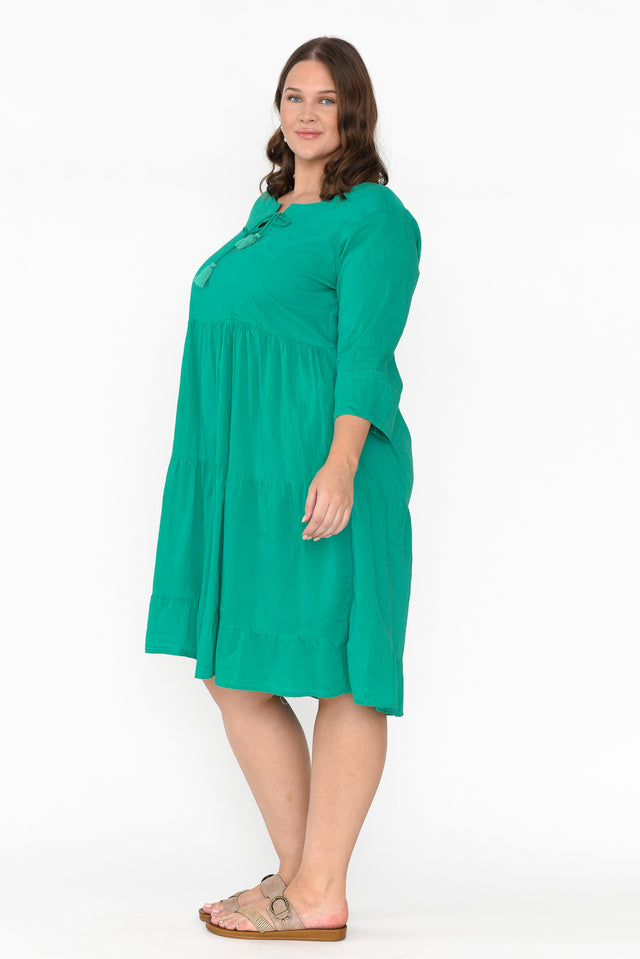Milana Emerald Crinkle Cotton Dress