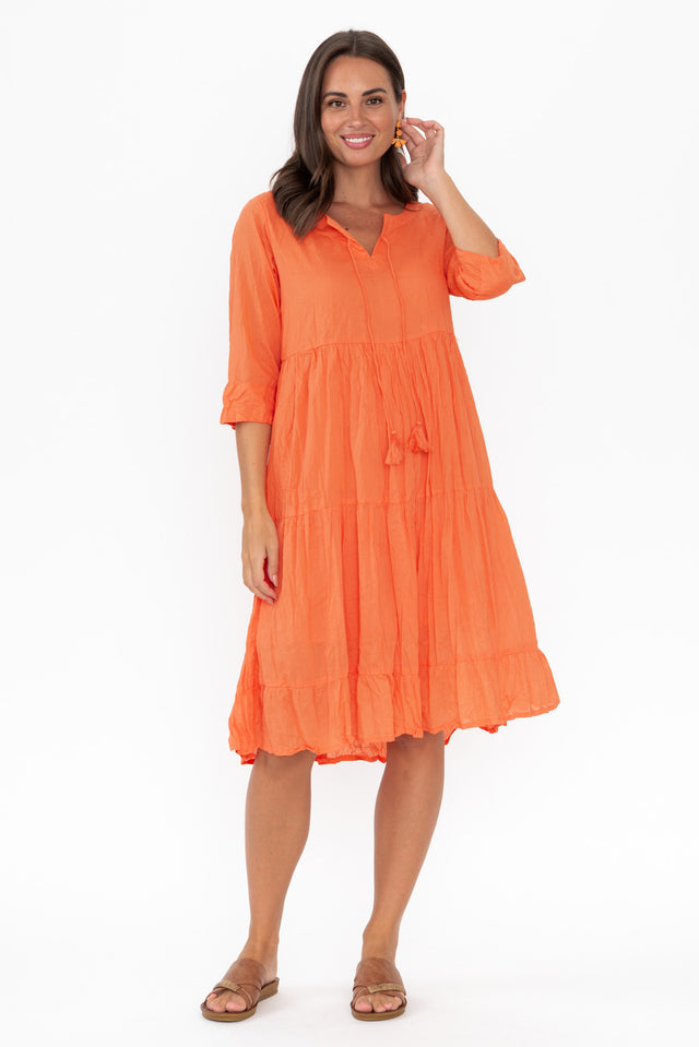 Milana Orange Crinkle Cotton Dress image 3