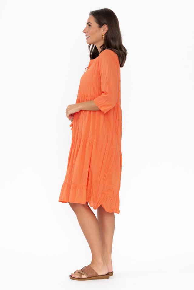 Milana Orange Crinkle Cotton Dress image 4