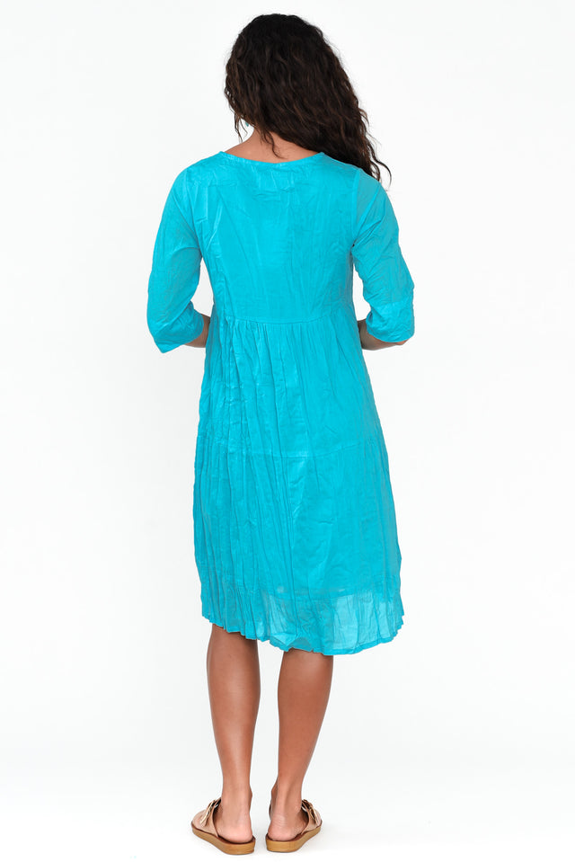 Milana Sky Blue Crinkle Cotton Dress image 5