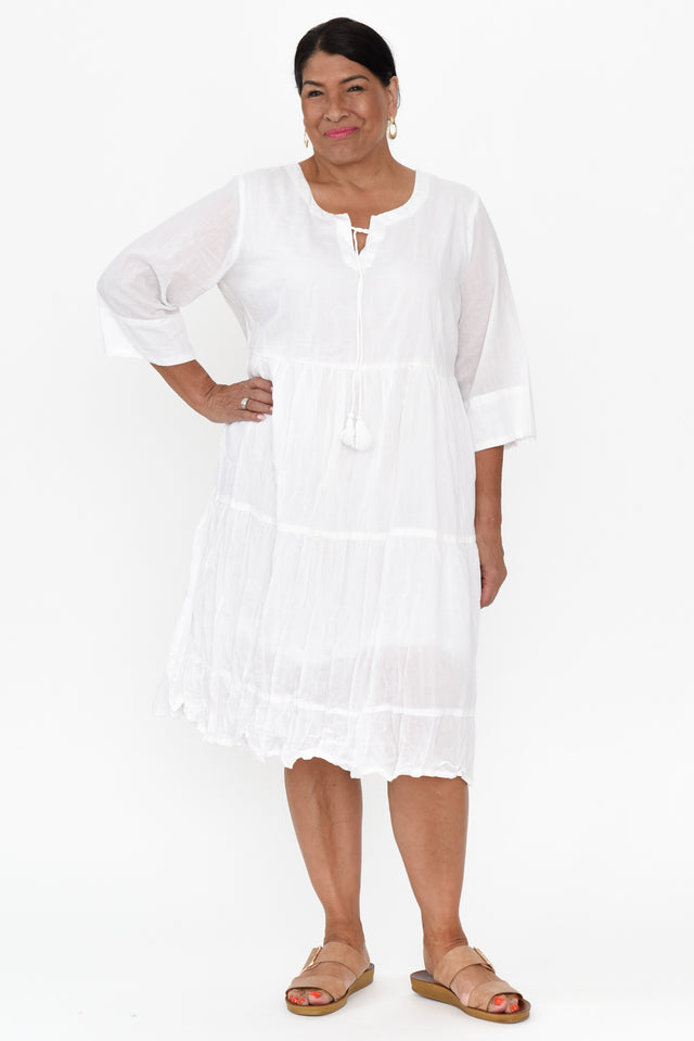 Milana White Crinkle Cotton Dress image 15