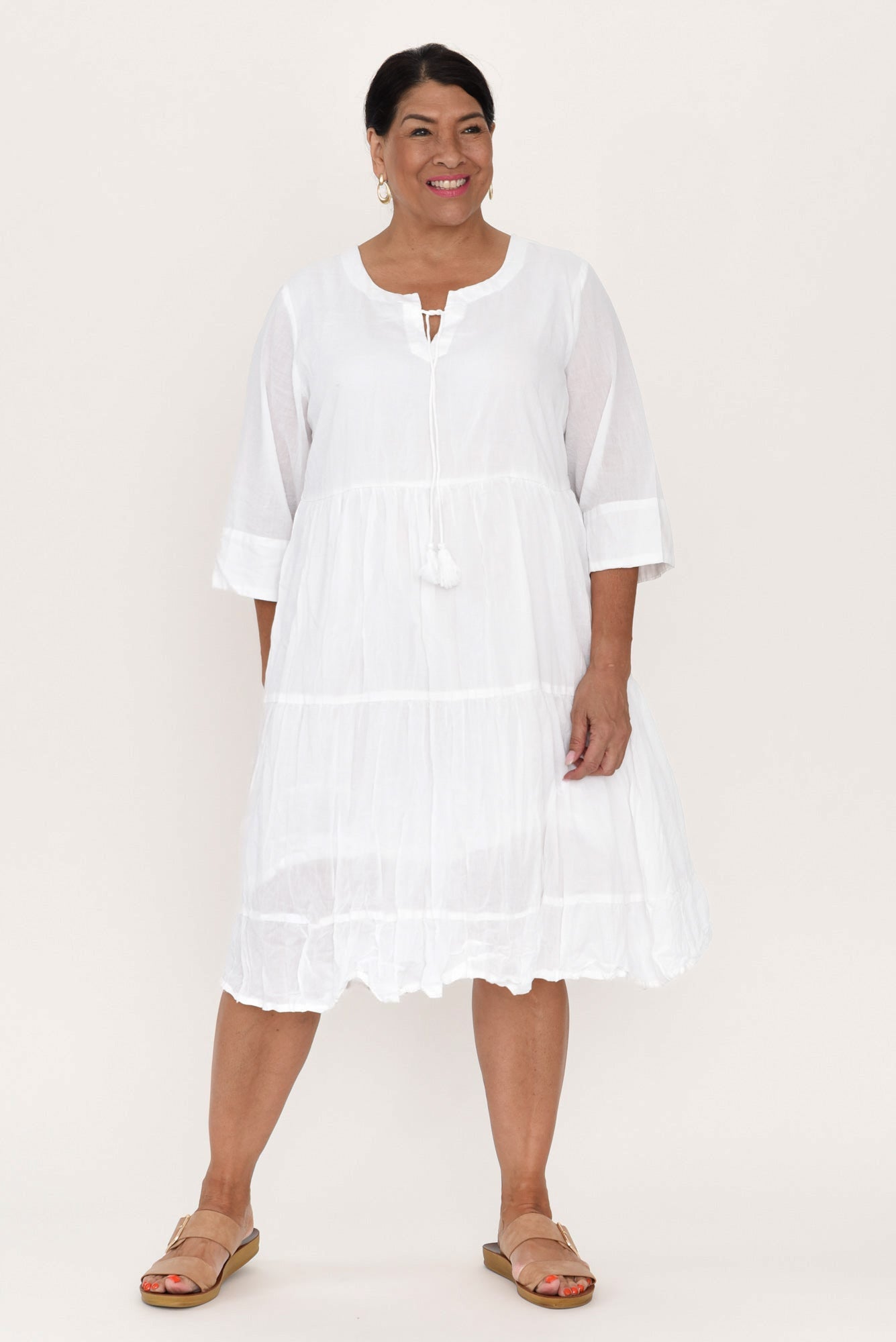 Milana White Crinkle Cotton Dress
