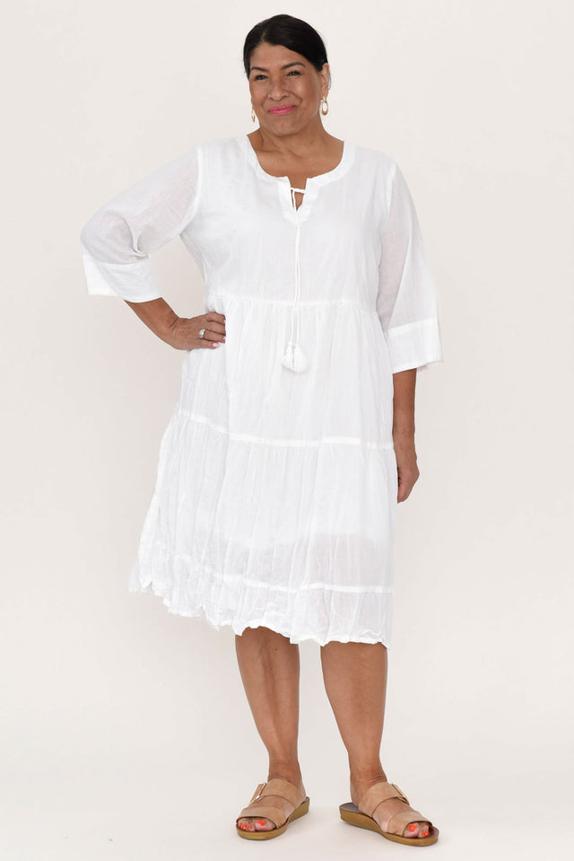 Milana White Crinkle Cotton Dress image 16